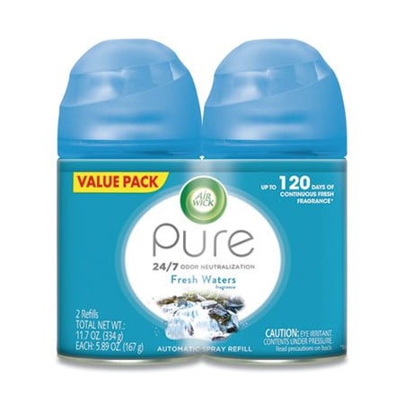 Reckitbenc Air Wick, FRESHMATIC ULTRA AUTOMATIC SPRAY REFILL, FRESH WATERS, AEROSOL, 5.89 OZ, 2PK 82093PK